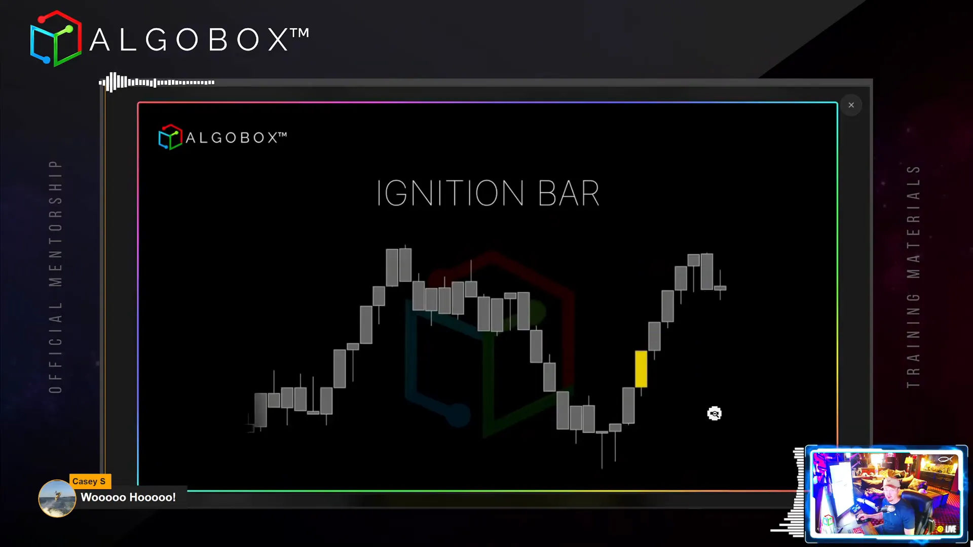 Ignition bar indicator with audio alert and gold color highlight