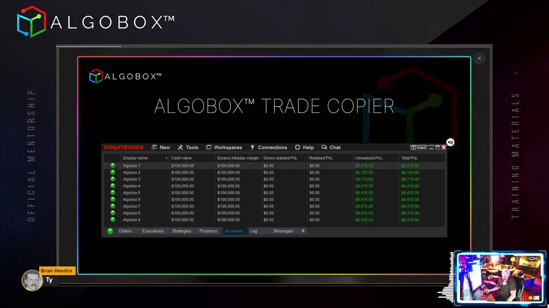 AlgoBox trade copier interface example