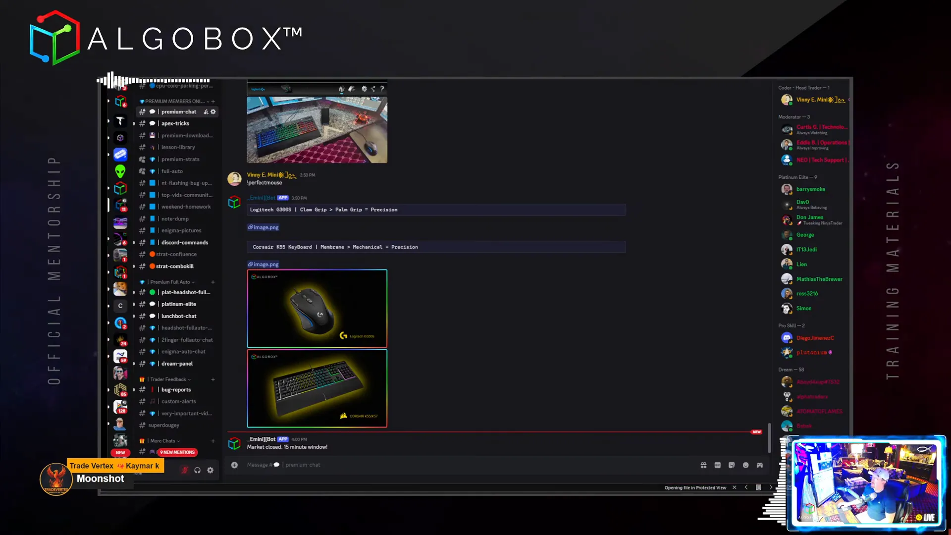 Vinny Emini YouTube channel for AlgoBox live streams and training