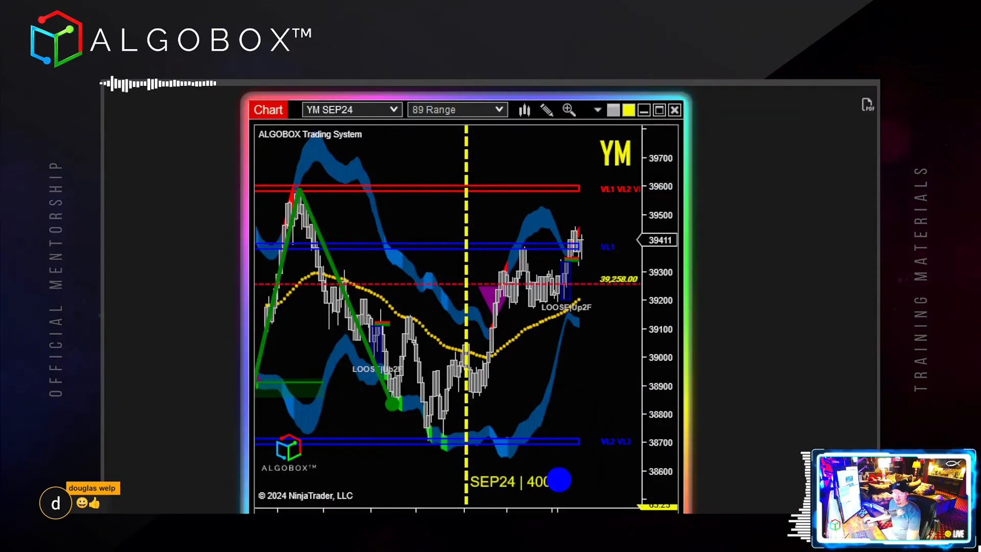 AlgoBox contract rollover indicator showing vertical line on chart