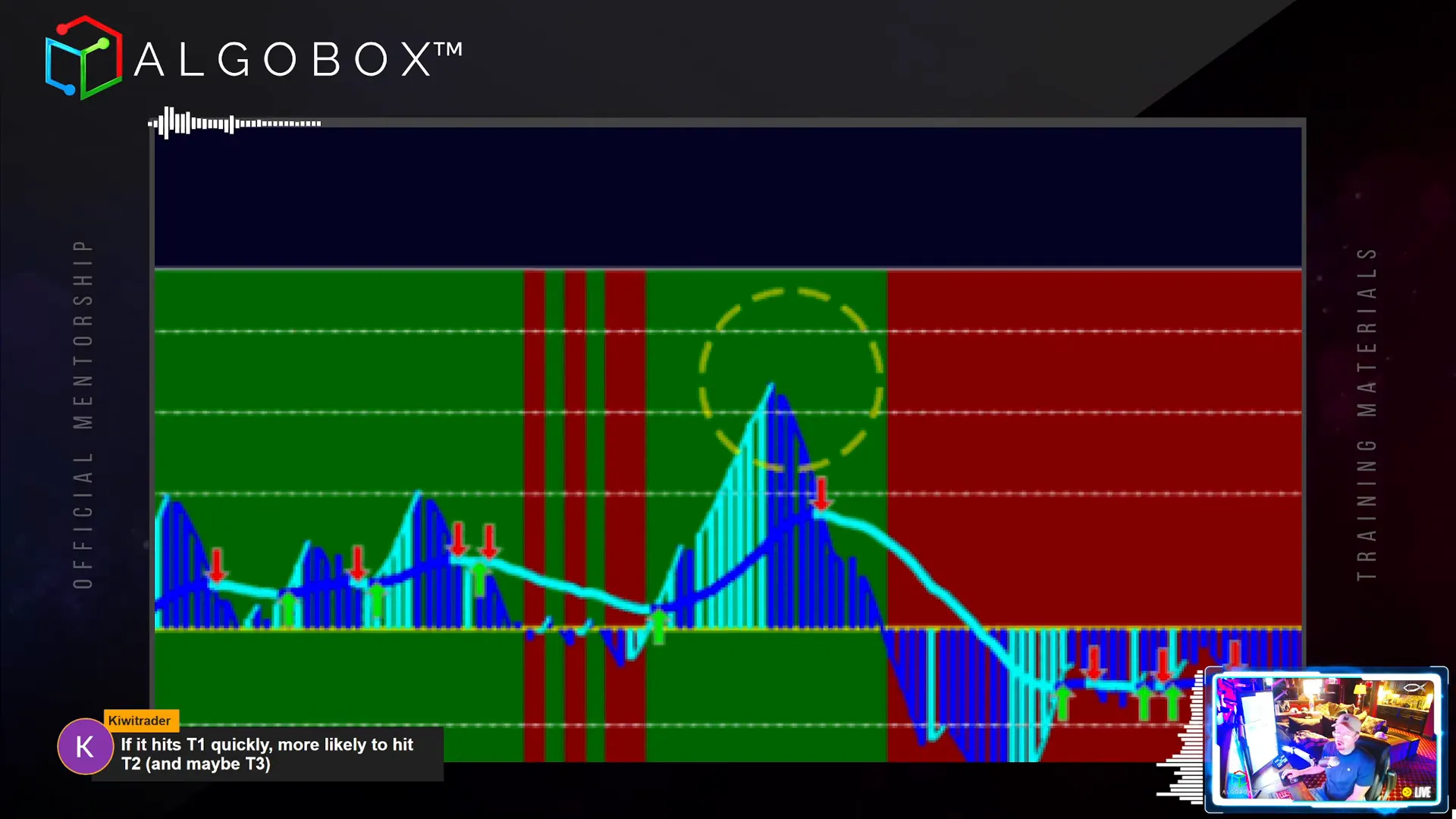 Masher strategy highlighting deviation lines and major pivots on MACV histogram