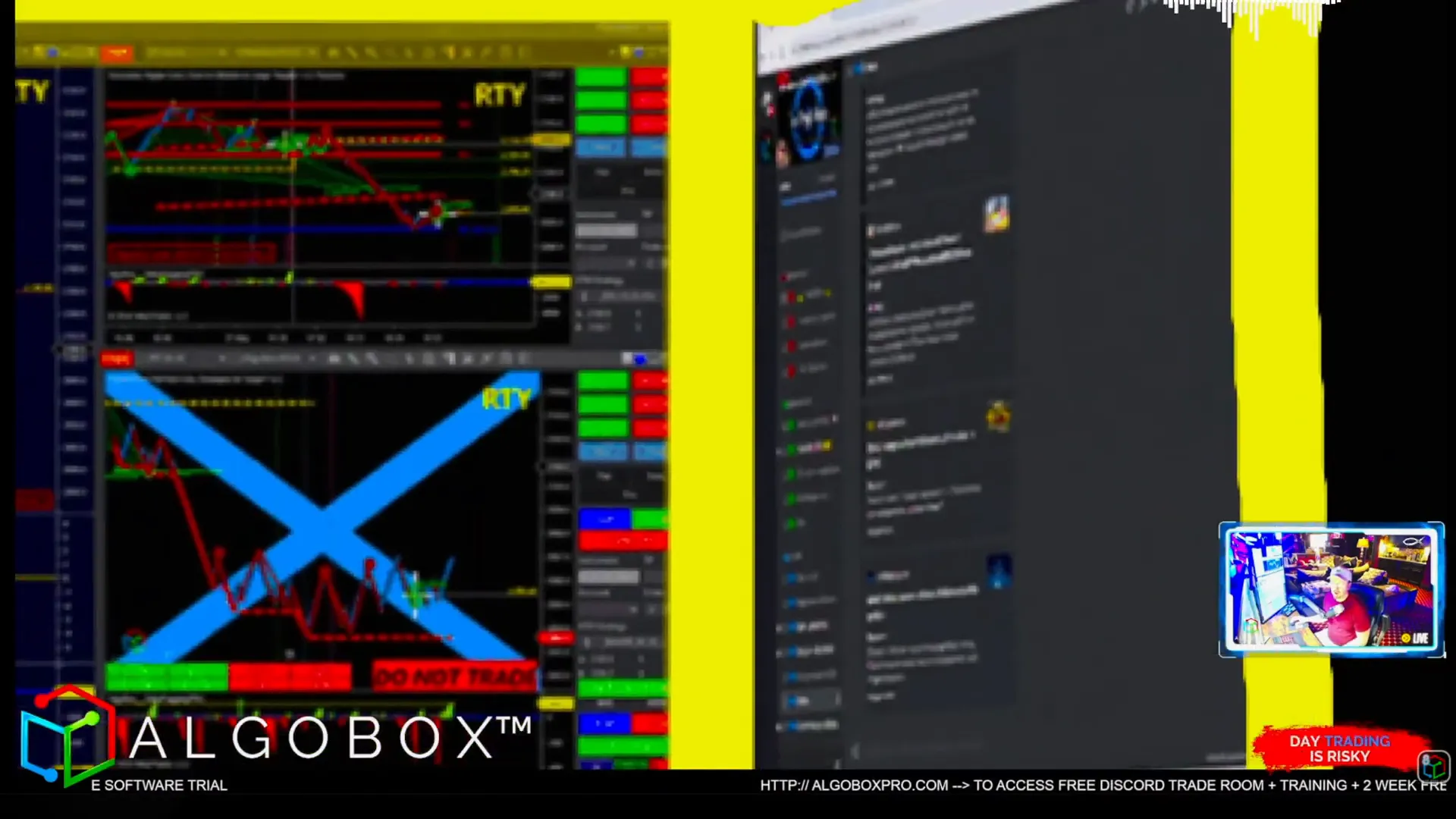 Discord chat windows arranged for trading workspace